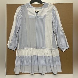 Loft Blue and White Stripped Drop Waist Dress Sz Medium Comfort Lightweight